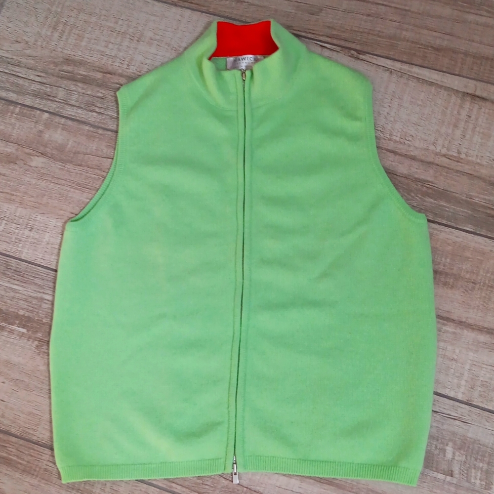 HAWICK OF SCOTLAND..CASHMERE ZIP VEST..MEDIUM..VINTAGE